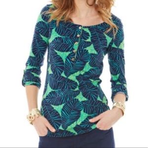 Lilly Pulitzer Porter Top Henley in Under the Palms